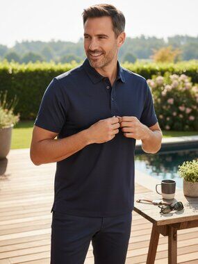UNTUCKit Performance Golf Polo Shirt Short Sleeve Mens L Navy Blue #134R